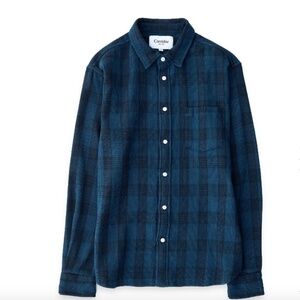 Men's - CORRIDOR - NYC Longsleeve Waffle Plaid Shirt in Black & Indigo Blue